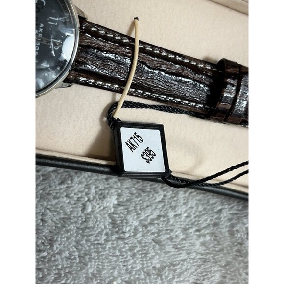 Akribos XXIV Men’s Retro Black Dial Watch w/ Date Window Leather Strap AK715SSB - Picture 7 of 16